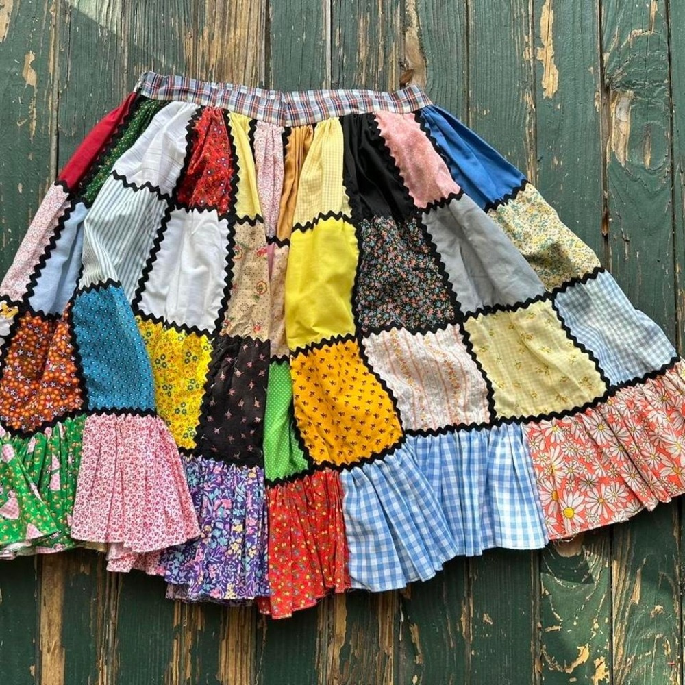 Square Dancing Multicoloured Patchwork Skirt With… - image 2